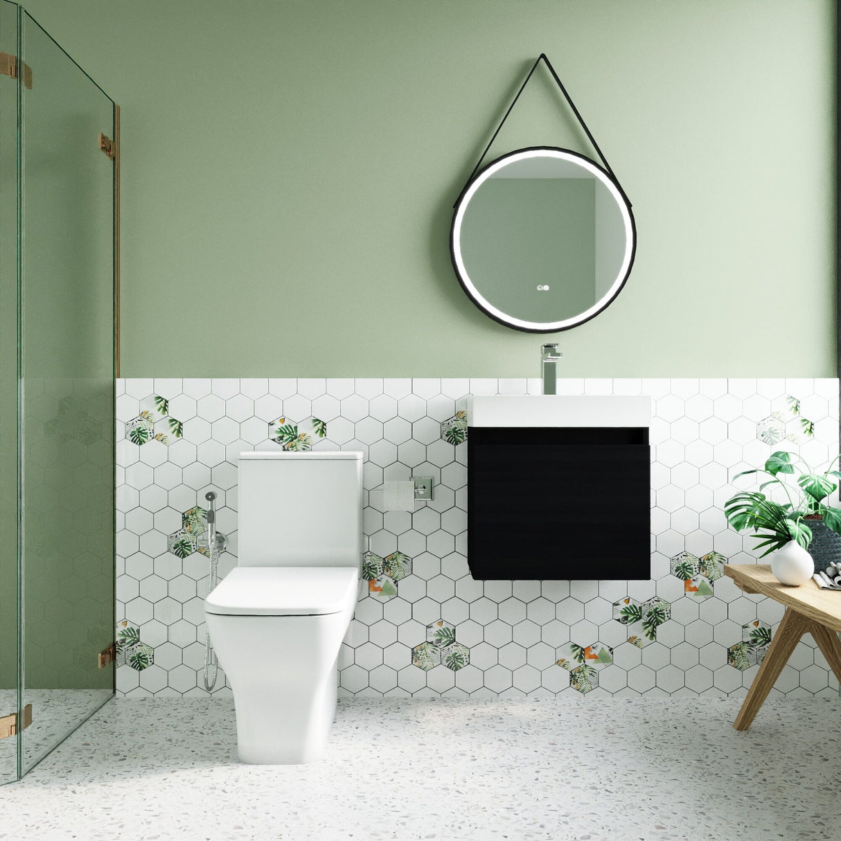 [BFZCH004] Cloakroom Suite - Vanity Unit, Tap and Toilet Set - Charcoal Black/Chrome - Lifestyle 1