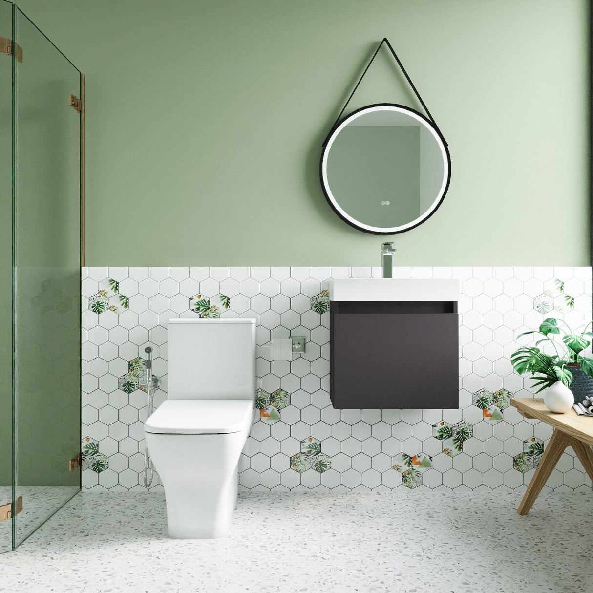 [BFZCH006] Cloakroom Suite - Vanity Unit, Tap and Toilet - Grey/Chrome - Lifestyle 1