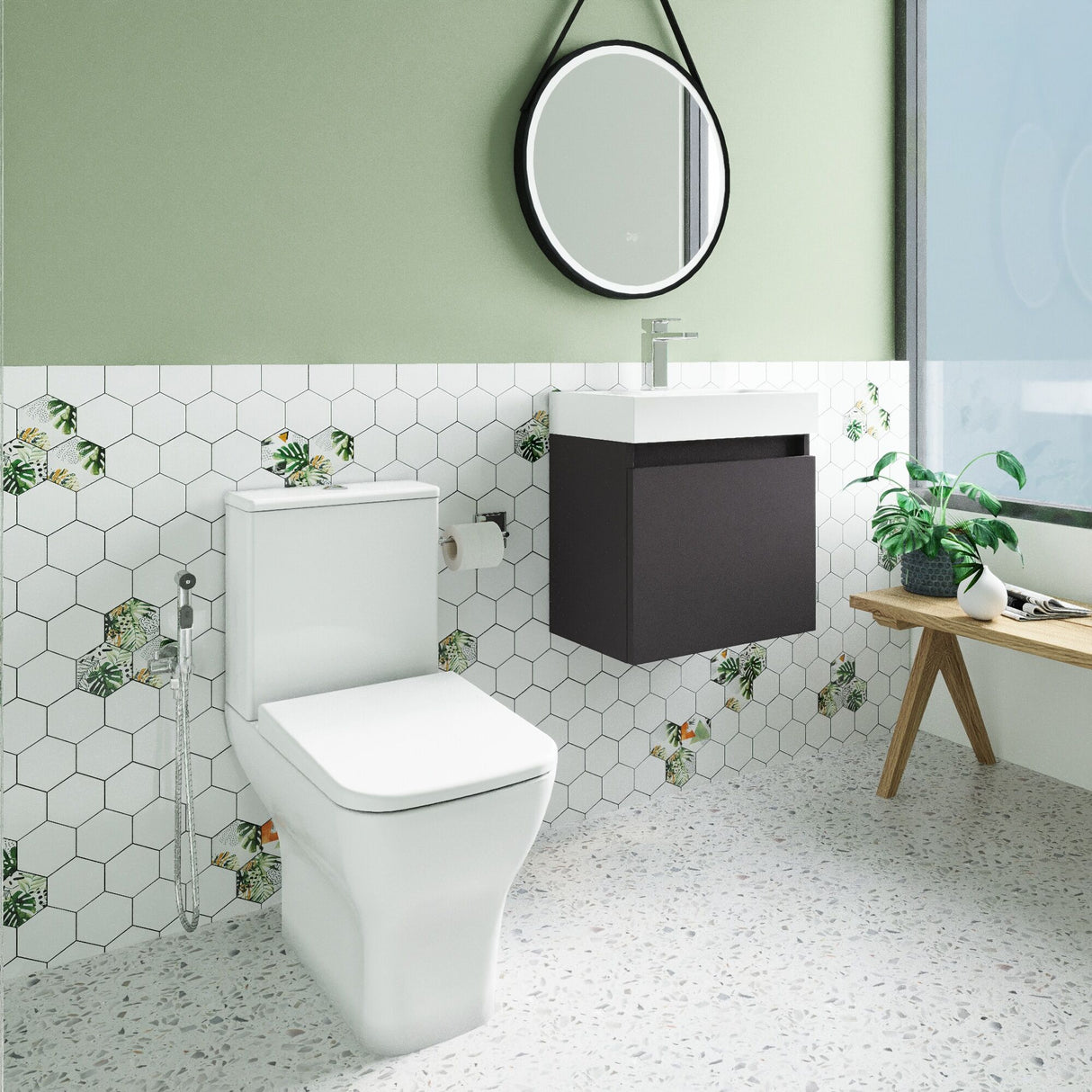 [BFZCH006] Cloakroom Suite - Vanity Unit, Tap and Toilet - Grey/Chrome - Lifestyle 3