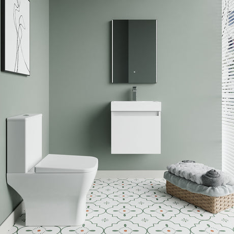 [BFZCH010] Cloakroom Suite - Slimline Vanity Unit, Tap and Toilet - Gloss White/Chrome - Lifestyle 1