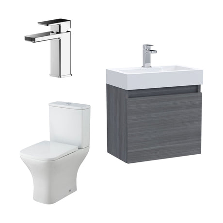 [BFZCH012] Cloakroom Suite - Vanity Unit, Tap and Toilet - Grey - Cutout