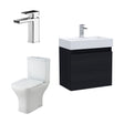 [BFZCH013] Cloakroom Suite - Slimline Vanity Unit, Tap and Toilet - Charcoal Black/Chrome - Cutout