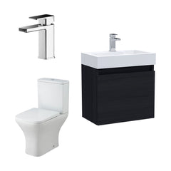 [BFZCH013] Cloakroom Suite - Slimline Vanity Unit, Tap and Toilet - Charcoal Black/Chrome - Cutout