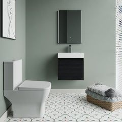 [BFZCH013] Cloakroom Suite - Slimline Vanity Unit, Tap and Toilet - Charcoal Black/Chrome - Lifestyle 1