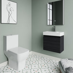 [BFZCH013] Cloakroom Suite - Slimline Vanity Unit, Tap and Toilet - Charcoal Black/Chrome - Lifestyle 3