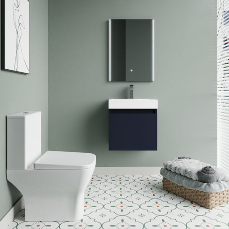 [BFZCH017] Cloakroom Suite - Slimline Vanity Unit, Tap and Toilet - Electric Blue/Chrome - Lifestyle 1