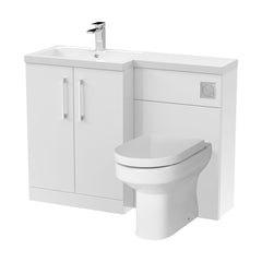 [BFZLE001] Level Bathroom Bundle Floor Standing Vanity Basin and WC Unit with Pan, Seat and Cistern - Left Hand - Gloss White - Balterley - Cutout