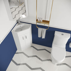 [BFZOR001] Bathroom Floor Standing Corner Vanity Unit and Toilet Set - White - Lifestyle 2