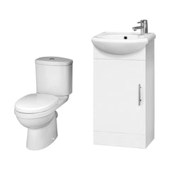[BFZOR003] Cloakroom Suite - Vanity Unit, Toilet and Toilet Seat - Gloss White - Cutout