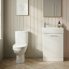 [BFZOR004] Cloakroom Suite - Floor Standing Vanity and Toilet Set - Gloss White - Silo