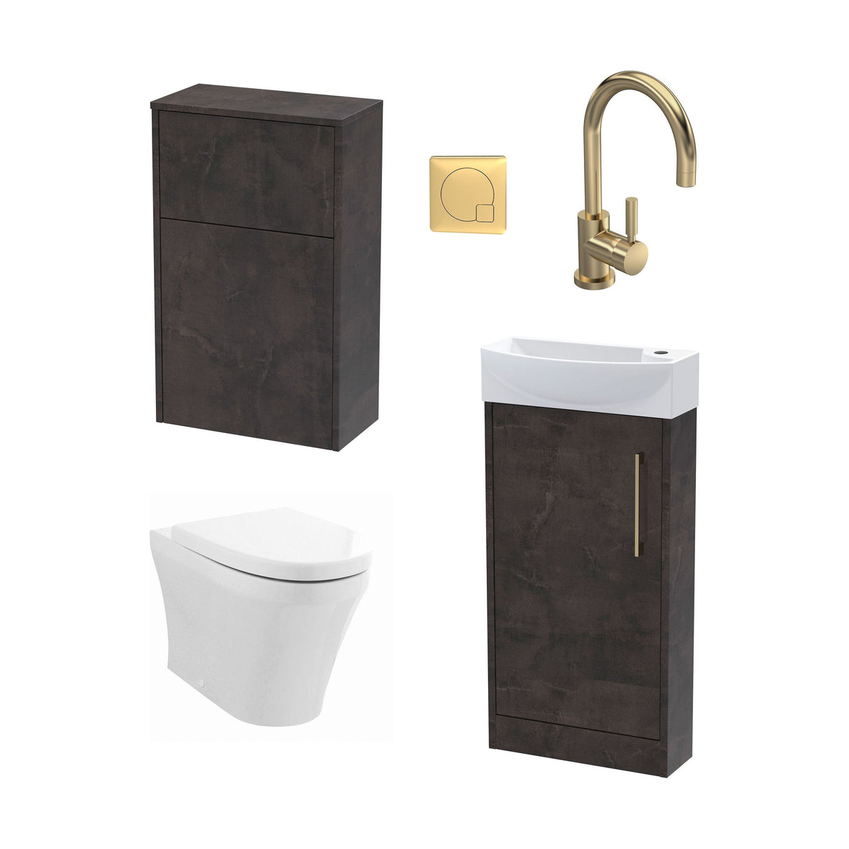 [BFZPW015] Winshill Floor Standing Cloakroom Bundle, Vanity, WC Unit, Toilet & Tap - Cutout