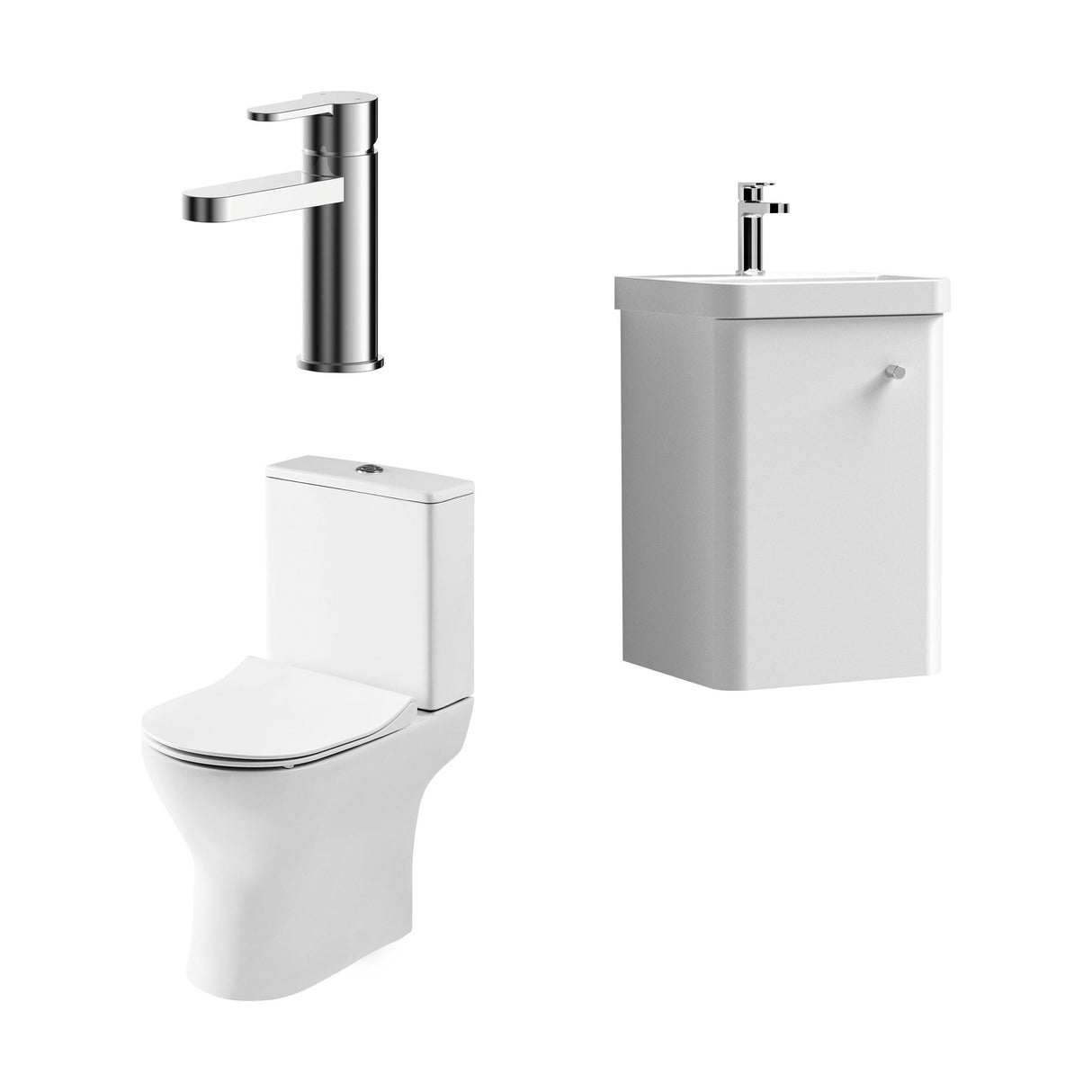 [BFZRC001] Flashbrook Wall Hung Cloakroom Set, Vanity Basin Unit, Toilet & Mono Basin Mixer Tap - Cutout