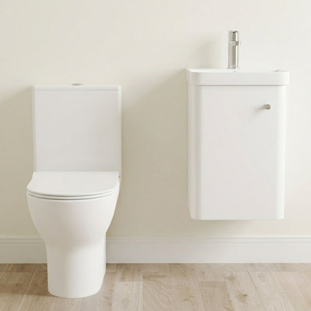 [BFZRC001] Flashbrook Wall Hung Cloakroom Set, Vanity Basin Unit, Toilet & Mono Basin Mixer Tap - Silo