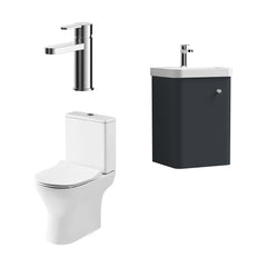 [BFZRC002] Flashbrook Wall Hung Cloakroom Set, Vanity Basin Unit, Toilet & Mono Basin Mixer Tap - Cutout