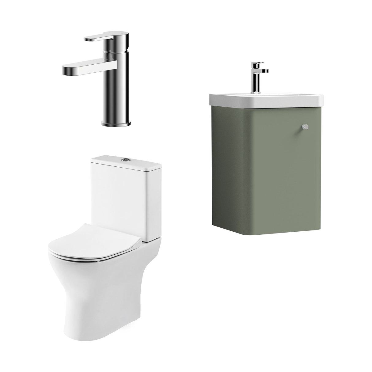 [BFZRC003] Flashbrook Wall Hung Cloakroom Set, Vanity Basin Unit, Toilet & Mono Basin Mixer Tap - Cutout