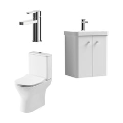 [BFZRC004] Flashbrook Wall Hung Cloakroom Set, Vanity Basin Unit, Toilet & Mono Basin Mixer Tap - Cutout