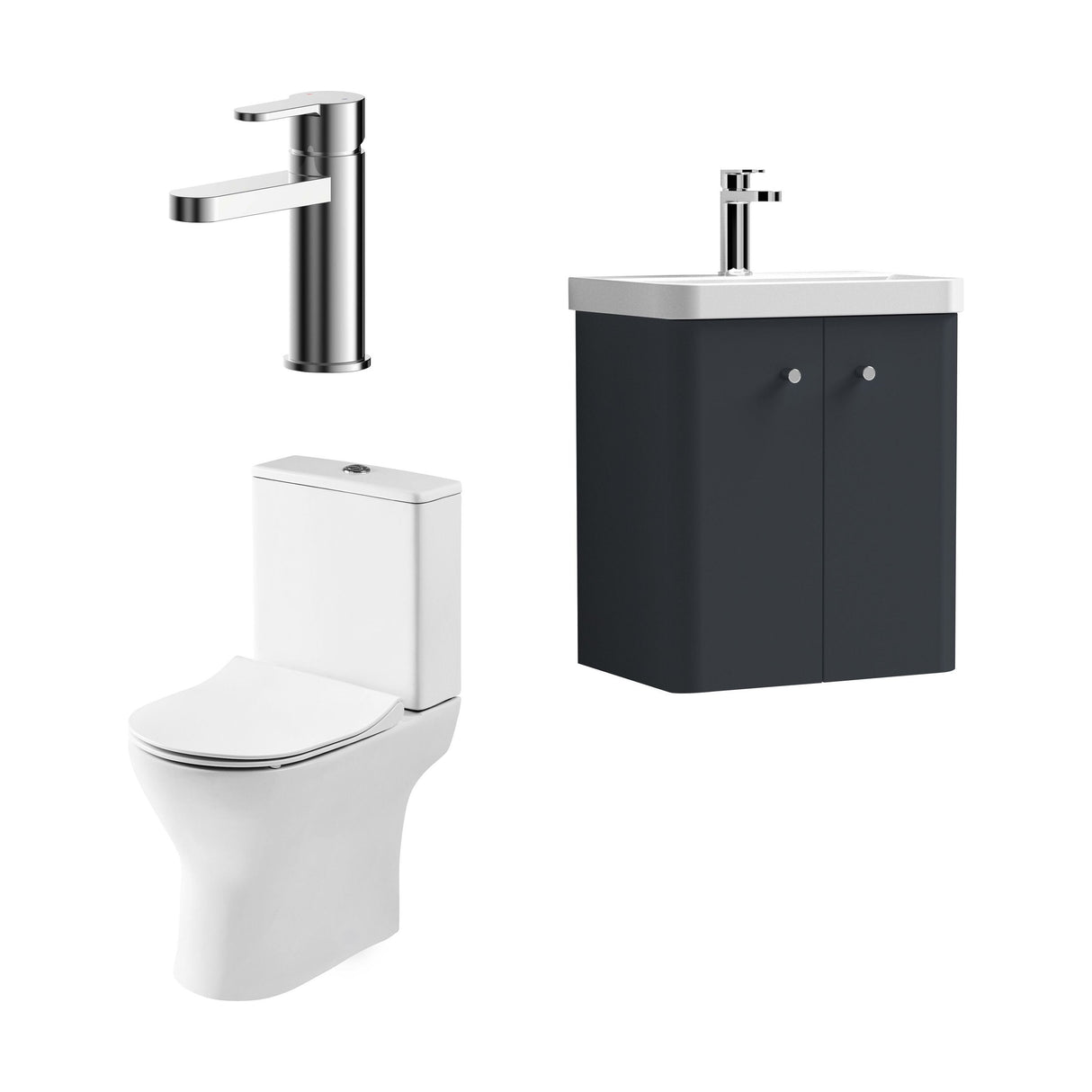 [BFZRC005] Flashbrook Wall Hung Cloakroom Set, Vanity Basin Unit, Toilet & Mono Basin Mixer Tap - Cutout