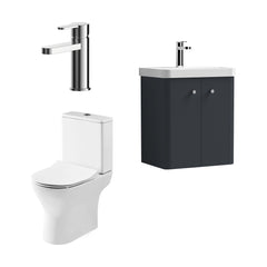 [BFZRC005] Flashbrook Wall Hung Cloakroom Set, Vanity Basin Unit, Toilet & Mono Basin Mixer Tap - Cutout