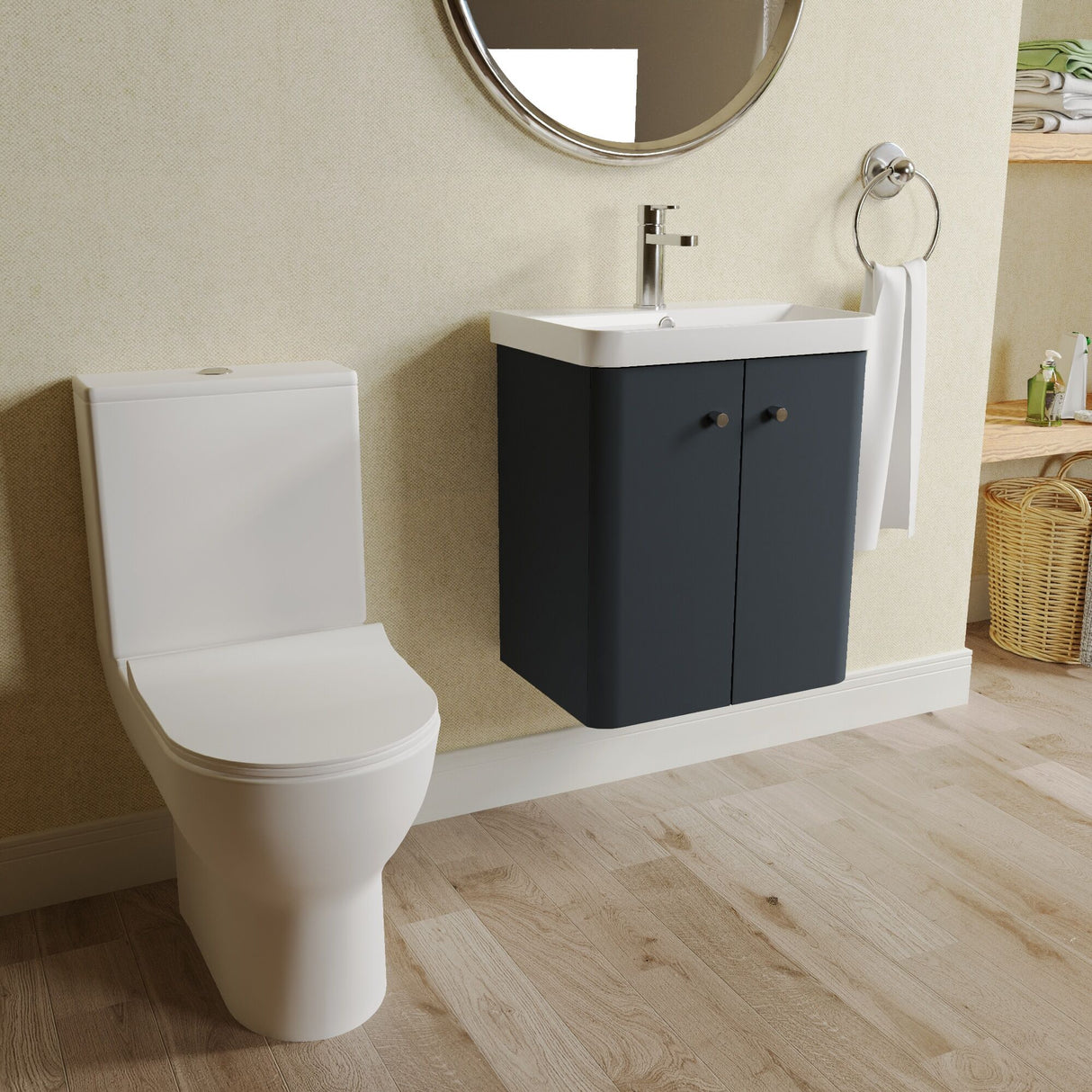 [BFZRC005] Flashbrook Wall Hung Cloakroom Set, Vanity Basin Unit, Toilet & Mono Basin Mixer Tap - Lifestyle 3