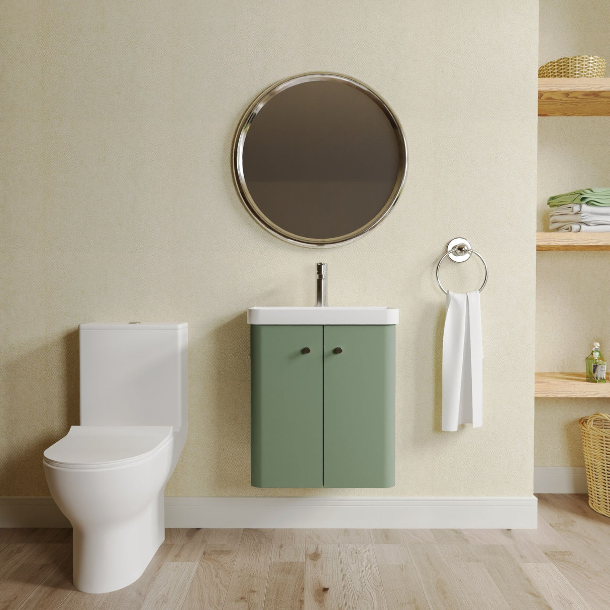 [BFZRC006] Flashbrook Wall Hung Cloakroom Set, Vanity Basin Unit, Toilet & Mono Basin Mixer Tap - Lifestyle 1