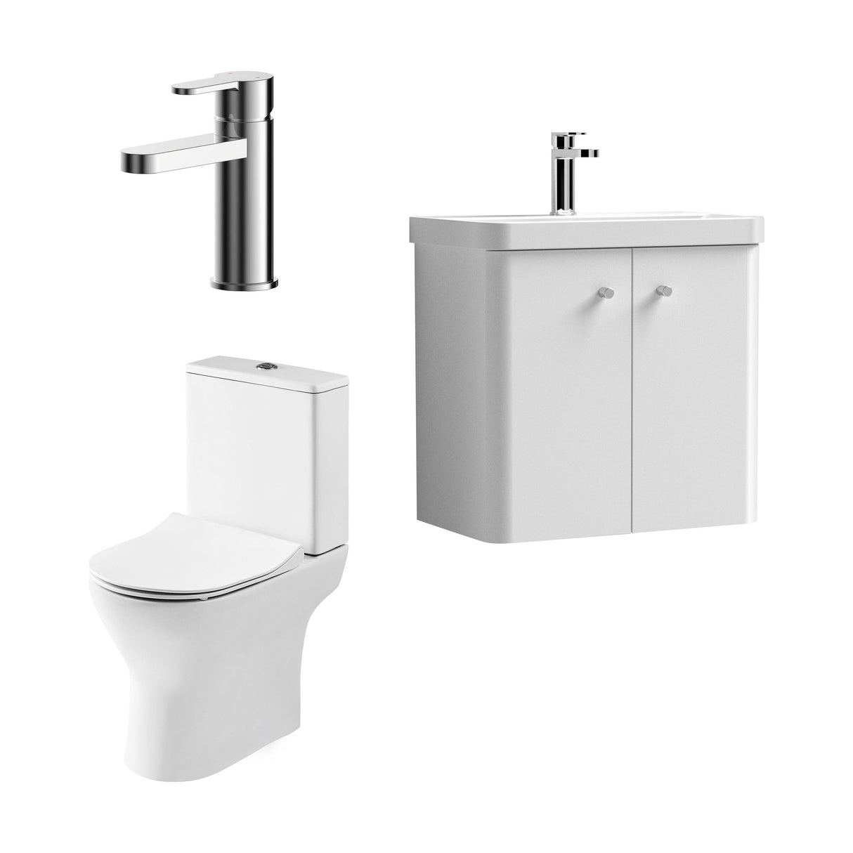 [BFZRC007] Flashbrook Wall Hung Cloakroom Set, Vanity Basin Unit, Toilet & Mono Basin Mixer Tap - Cutout