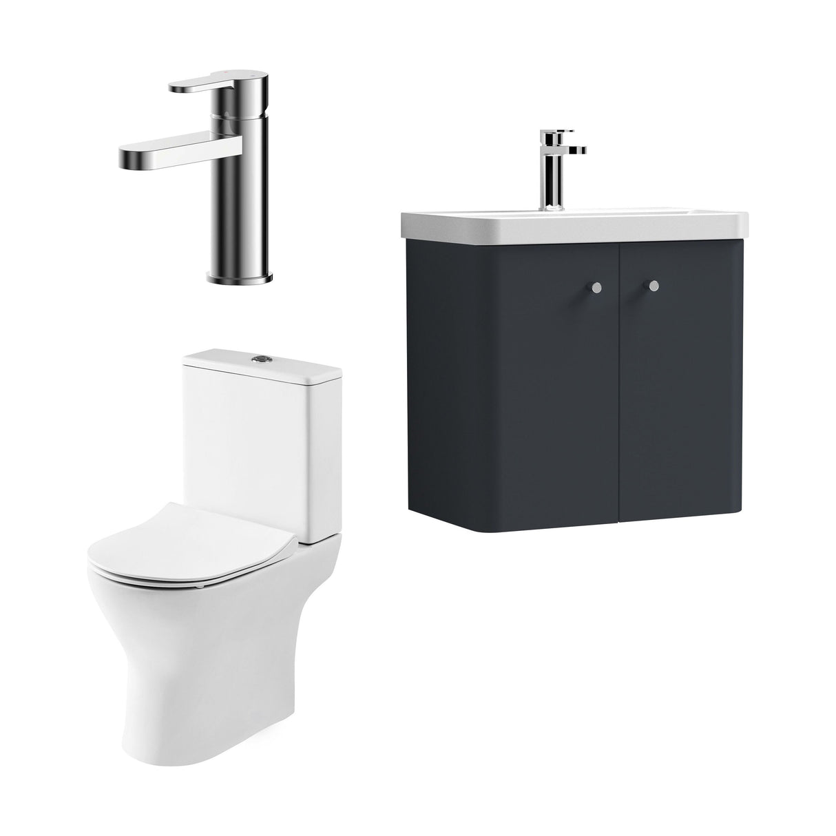 [BFZRC008] Flashbrook Wall Hung Cloakroom Set, Vanity Basin Unit, Toilet & Mono Basin Mixer Tap - Cutout