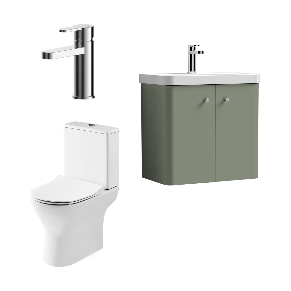 [BFZRC009] Flashbrook Wall Hung Cloakroom Set, Vanity Basin Unit, Toilet & Mono Basin Mixer Tap - Cutout
