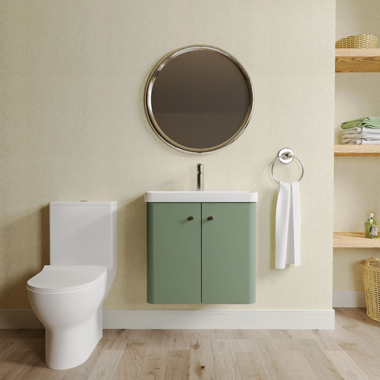 [BFZRC009] Flashbrook Wall Hung Cloakroom Set, Vanity Basin Unit, Toilet & Mono Basin Mixer Tap - Lifestyle 1