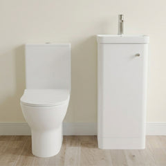 [BFZRC010] Flashbrook Floor Standing Cloakroom Set, Vanity Basin Unit, Toilet & Mini Mono Basin Mixer Tap - Silo