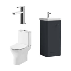 [BFZRC011] Flashbrook Floor Standing Cloakroom Set, Vanity Basin Unit, Toilet & Mini Mono Basin Mixer Tap - Cutout