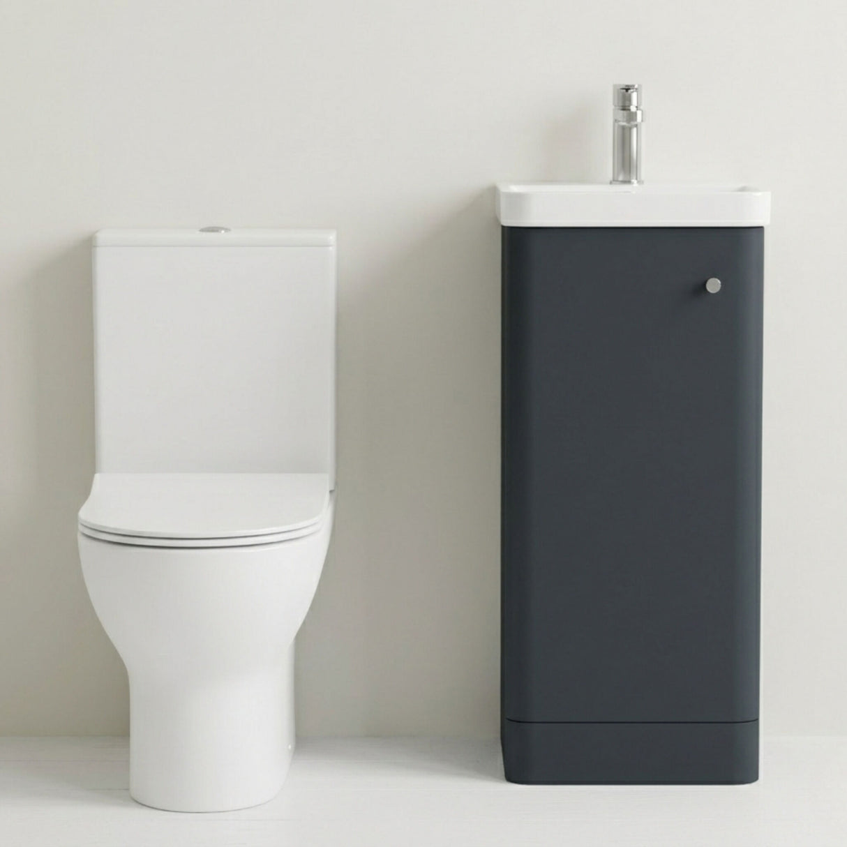 [BFZRC011] Flashbrook Floor Standing Cloakroom Set, Vanity Basin Unit, Toilet & Mini Mono Basin Mixer Tap - Silo