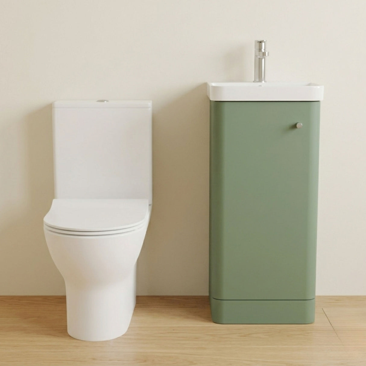 [BFZRC012] Flashbrook Floor Standing Cloakroom Set, Vanity Basin Unit, Toilet & Mini Mono Basin Mixer Tap - Silo