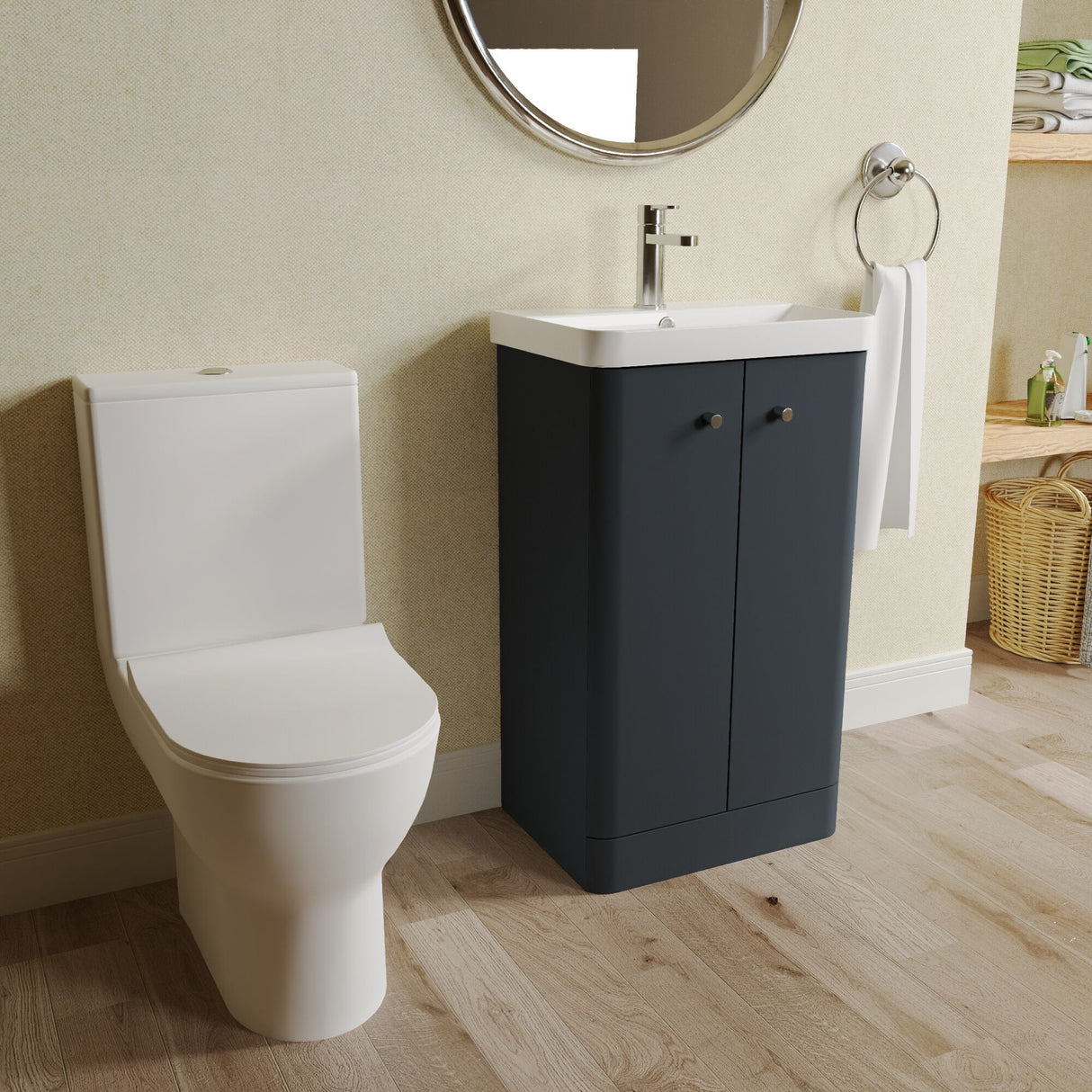 [BFZRC014] Flashbrook Floor Standing Cloakroom Set, Vanity Basin Unit, Toilet & Mini Mono Basin Mixer Tap - Lifestyle 3