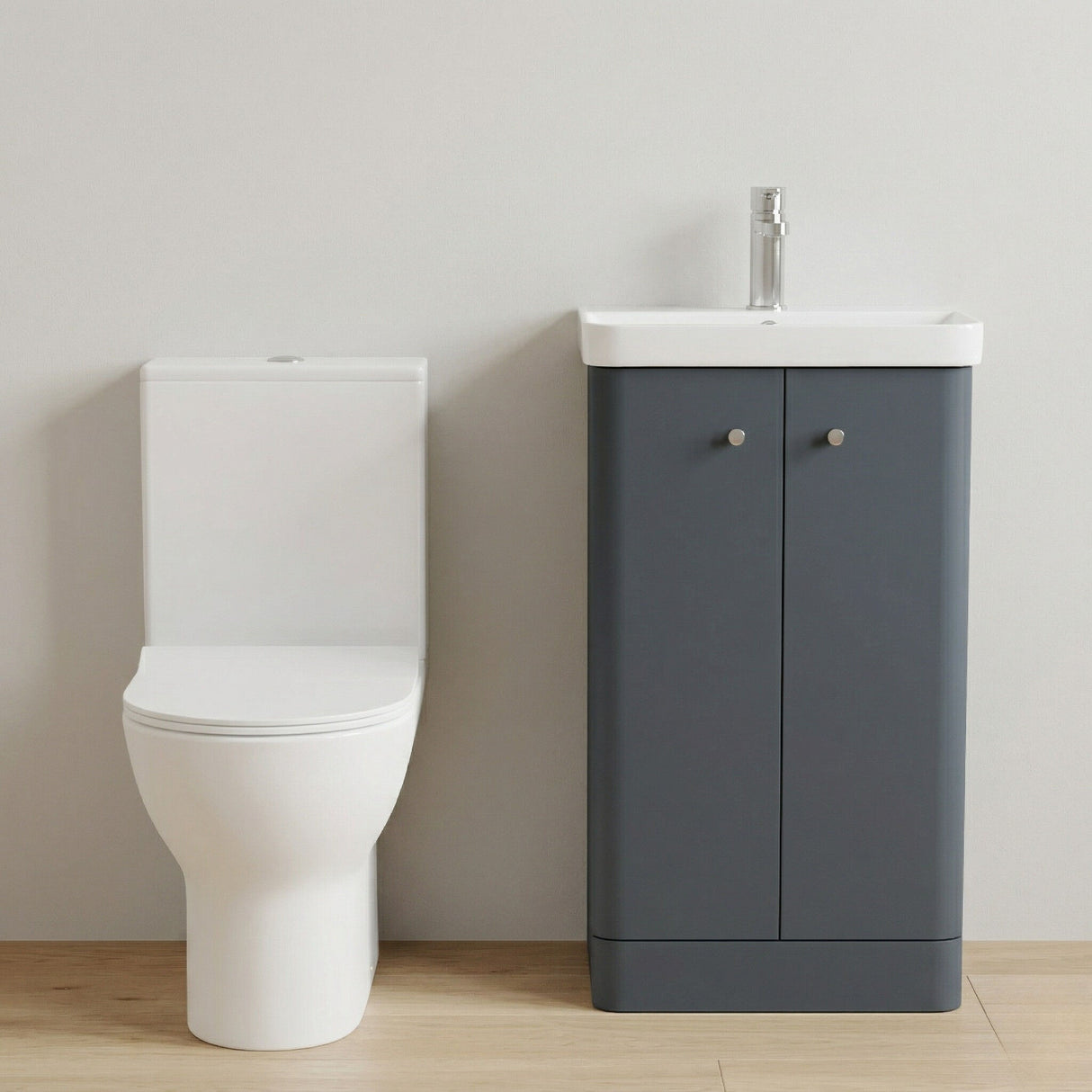 [BFZRC014] Flashbrook Floor Standing Cloakroom Set, Vanity Basin Unit, Toilet & Mini Mono Basin Mixer Tap - Silo
