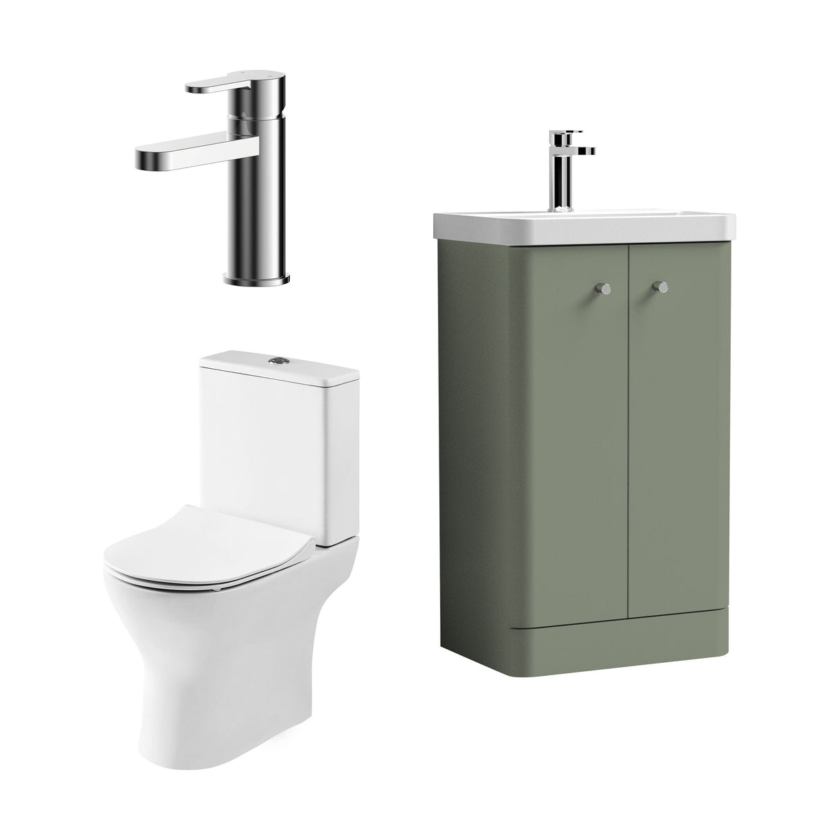 [BFZRC015] Flashbrook Floor Standing Cloakroom Set, Vanity Basin Unit, Toilet & Mini Mono Basin Mixer Tap - Cutout