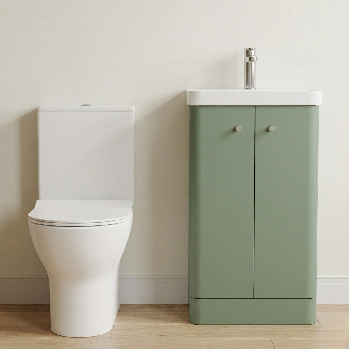 [BFZRC015] Flashbrook Floor Standing Cloakroom Set, Vanity Basin Unit, Toilet & Mini Mono Basin Mixer Tap - Silo