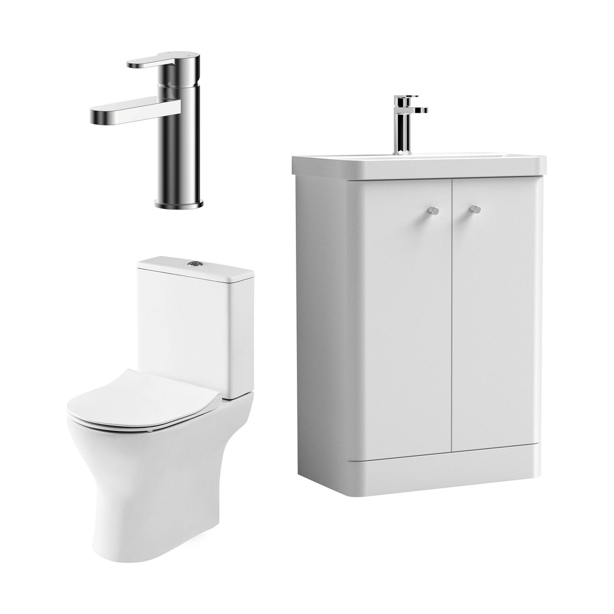 [BFZRC016] Flashbrook Floor Standing Cloakroom Set, Vanity Basin Unit, Toilet & Mini Mono Basin Mixer Tap - Cutout