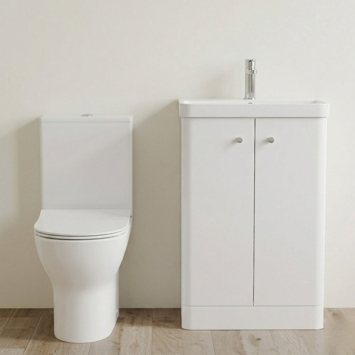 [BFZRC016] Flashbrook Floor Standing Cloakroom Set, Vanity Basin Unit, Toilet & Mini Mono Basin Mixer Tap - Silo