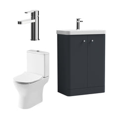 [BFZRC017] Flashbrook Floor Standing Cloakroom Set, Vanity Basin Unit, Toilet & Mini Mono Basin Mixer Tap - Cutout