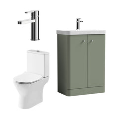 [BFZRC018] Flashbrook Floor Standing Cloakroom Set, Vanity Basin Unit, Toilet & Mini Mono Basin Mixer Tap - Cutout