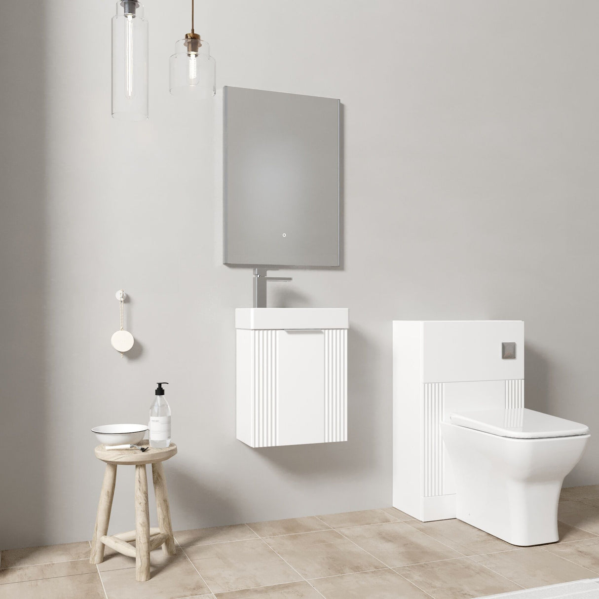 [BFZRE001] Belvide Wall Hung Cloakroom Suite, Vanity Basin Unit, Toilet & Tap - Lifestyle 3