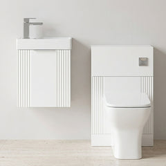 [BFZRE001] Belvide Wall Hung Cloakroom Suite, Vanity Basin Unit, Toilet & Tap - Silo