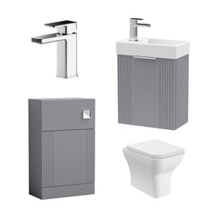 [BFZRE002] Belvide Wall Hung Cloakroom Suite, Vanity Basin Unit, Toilet & Tap - Cutout