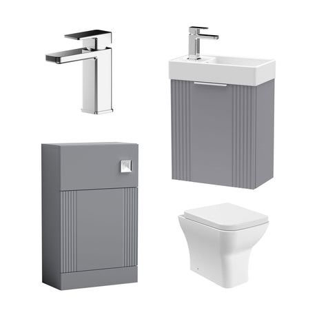 [BFZRE002] Belvide Wall Hung Cloakroom Suite, Vanity Basin Unit, Toilet & Tap - Cutout