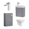 [BFZRE002] Belvide Wall Hung Cloakroom Suite, Vanity Basin Unit, Toilet & Tap - Cutout
