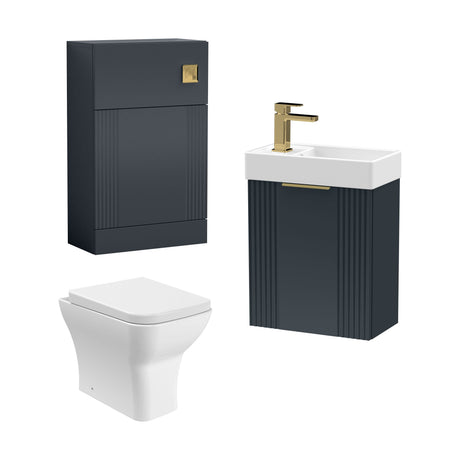 [BFZRE003] Belvide Wall Hung Cloakroom Suite, Vanity Basin Unit, Toilet & Tap - Cutout