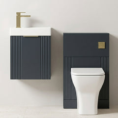 [BFZRE003] Belvide Wall Hung Cloakroom Suite, Vanity Basin Unit, Toilet & Tap - Silo