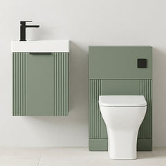[BFZRE005] Belvide Wall Hung Cloakroom Suite, Vanity Basin Unit, Toilet & Tap - Silo