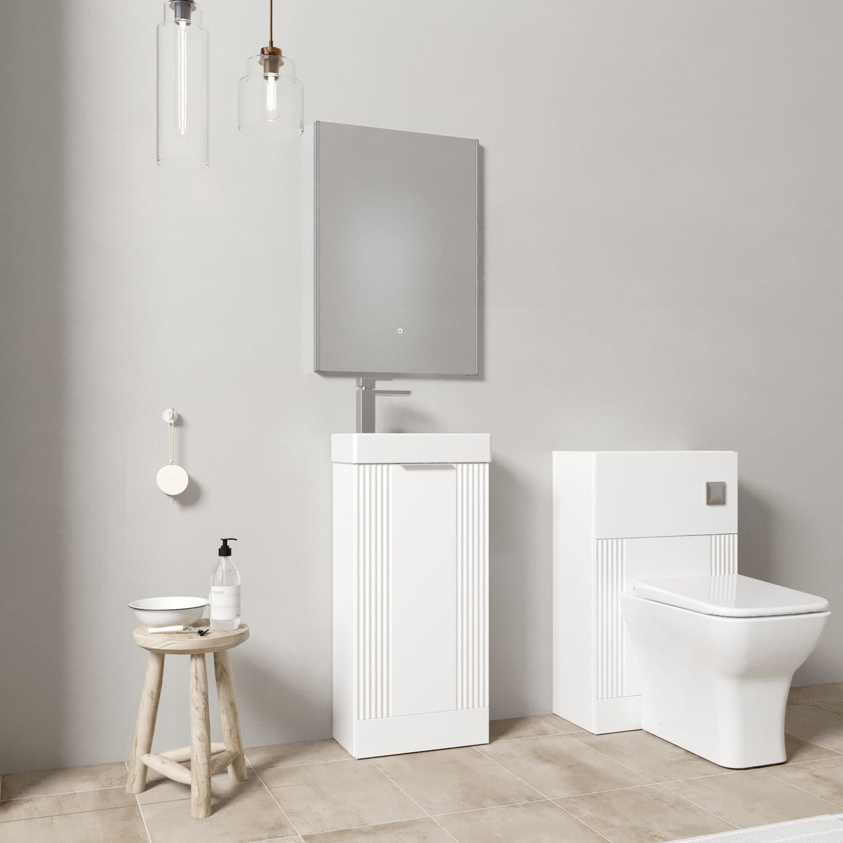[BFZRE006] Belvide Floor Standing Cloakroom Suite, Vanity Basin Unit, WC Unit, Toilet & Tap - Lifestyle 3