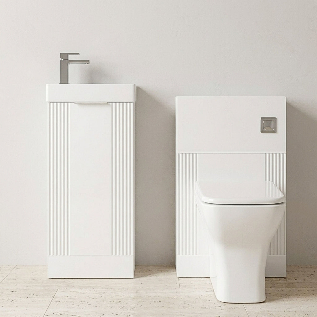 [BFZRE006] Belvide Floor Standing Cloakroom Suite, Vanity Basin Unit, WC Unit, Toilet & Tap - Silo